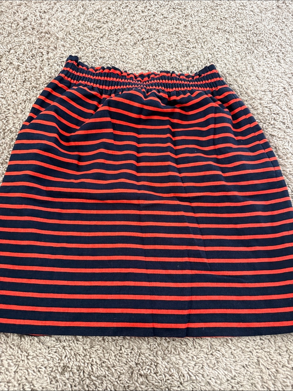 J. Crew Navy and Red Striped Elastic-Waist Mini Skirt